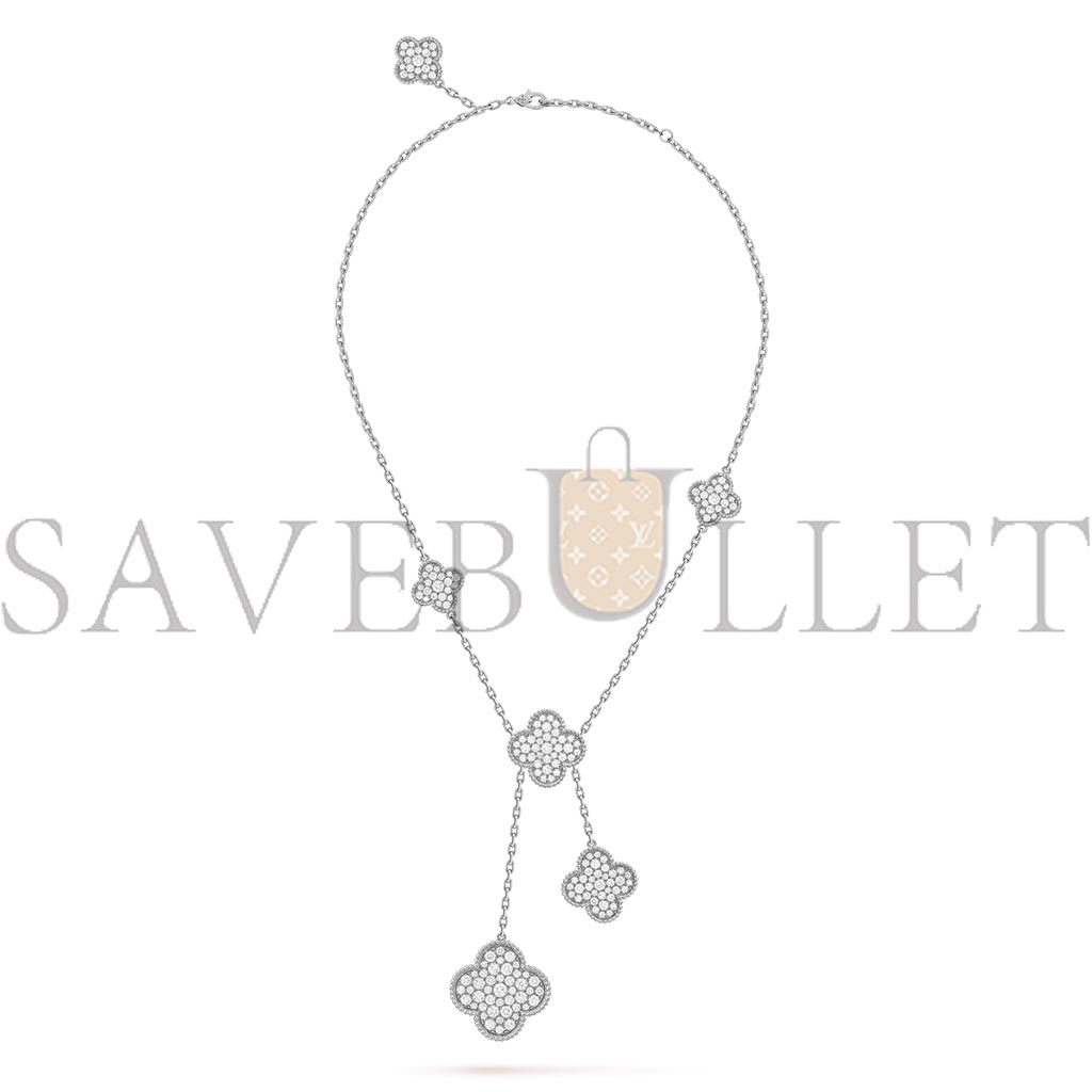 VAN CLEEF ARPELS MAGIC ALHAMBRA NECKLACE, 6 MOTIFS - WHITE GOLD, DIAMOND  VCARN9MP00